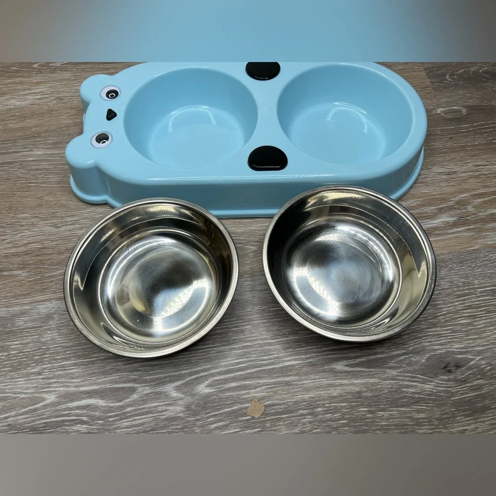 UPSKY Double Dog Cat Bowls Double Premium Stainless Steel Pet Bowls